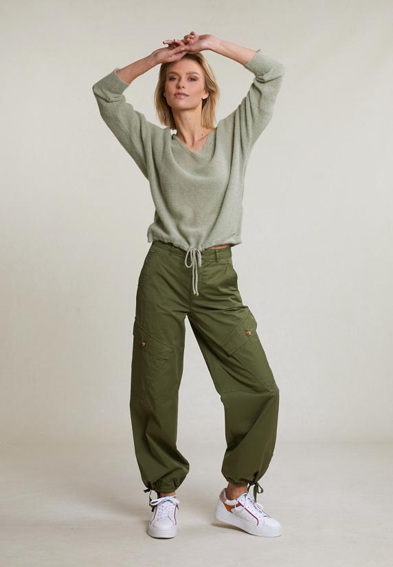 river woods Kaki stretch broek opgestikte zakken