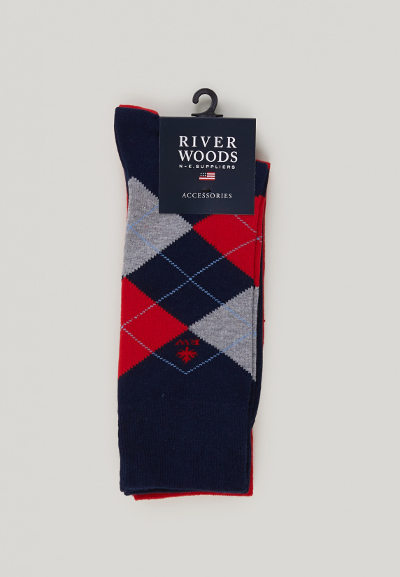 river woods Katoenen 2-paar sokken navy/rood