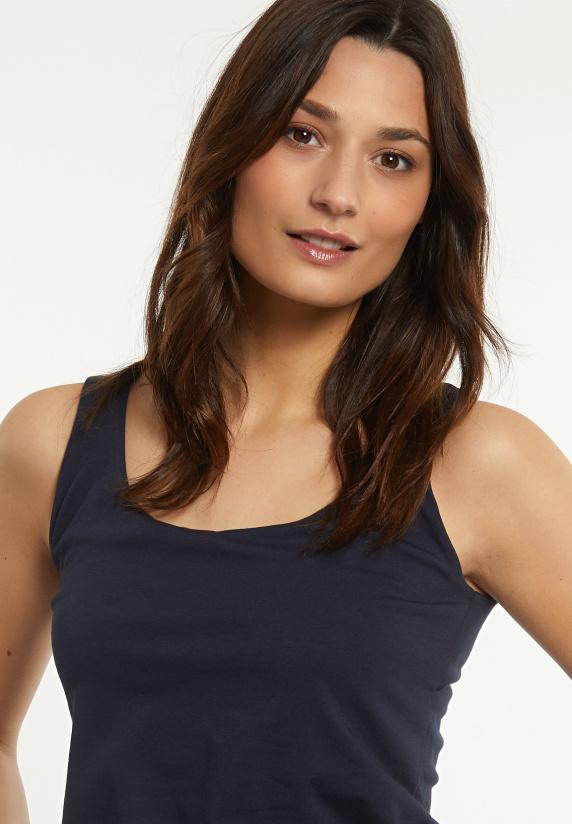 River Woods Katoenen Basic Stretch Top Navy