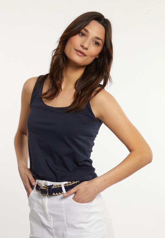 river woods Katoenen basic stretch top navy