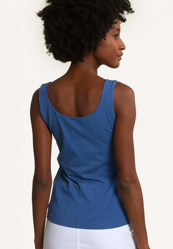 River Woods Katoenen Basic Stretch Topje Blauw