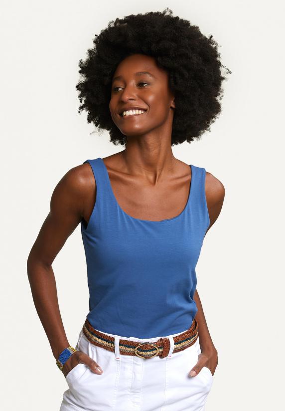 river woods Katoenen basic stretch topje blauw