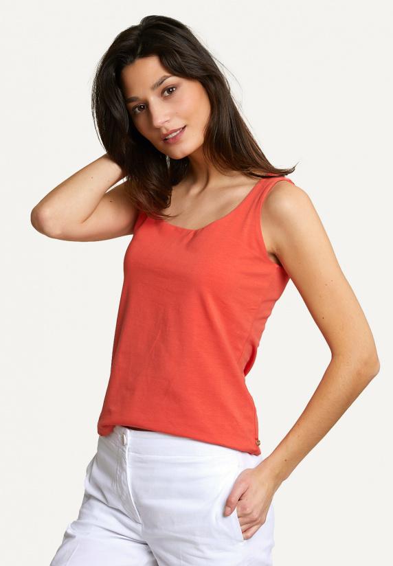 river woods Katoenen basic stretch topje oranje