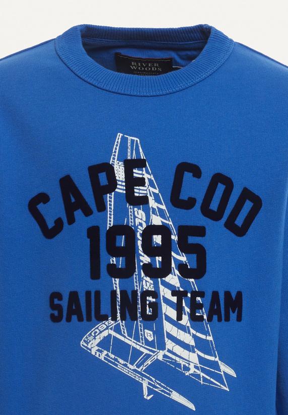 River Woods Katoenen Basic Trui Ronde Hals Cobalt