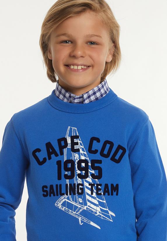 River Woods Katoenen Basic Trui Ronde Hals Cobalt