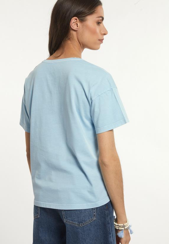 River Woods Katoenen Basic V-hals T-shirt Blauw