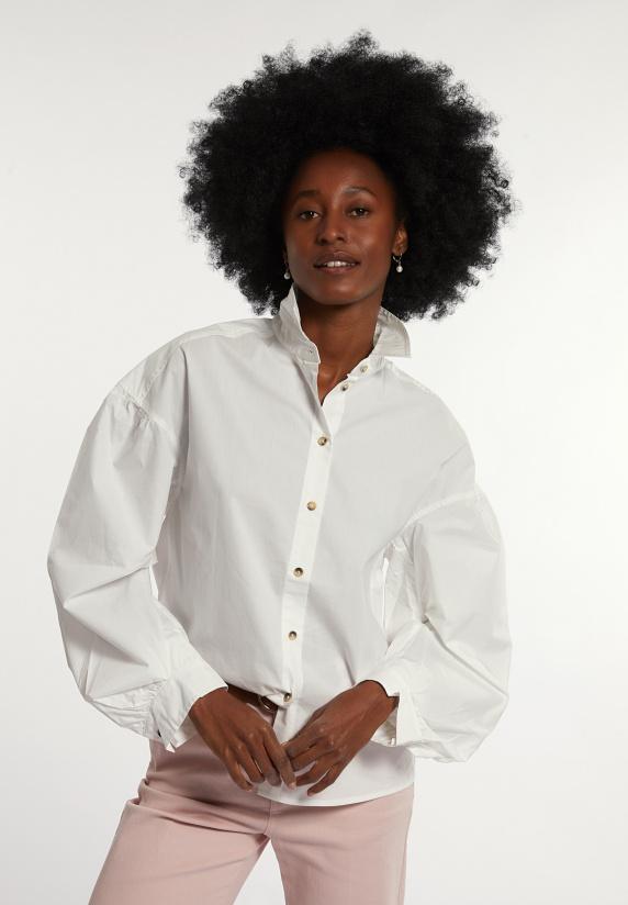 river woods Katoenen blouse gepofte mouwen écru