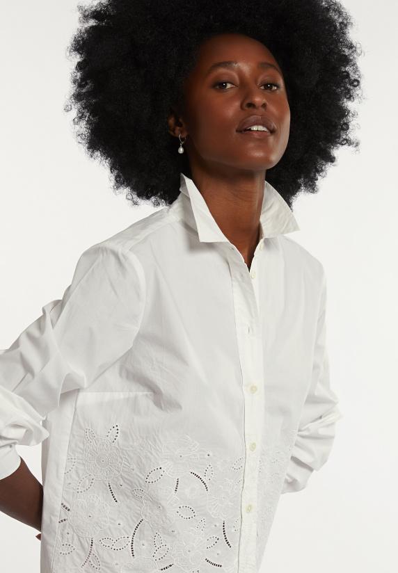 River Woods Katoenen Boxy Geborduurde Blouse écru