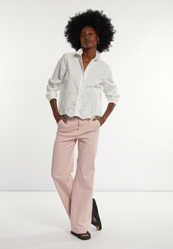 River Woods Katoenen Boxy Geborduurde Blouse écru