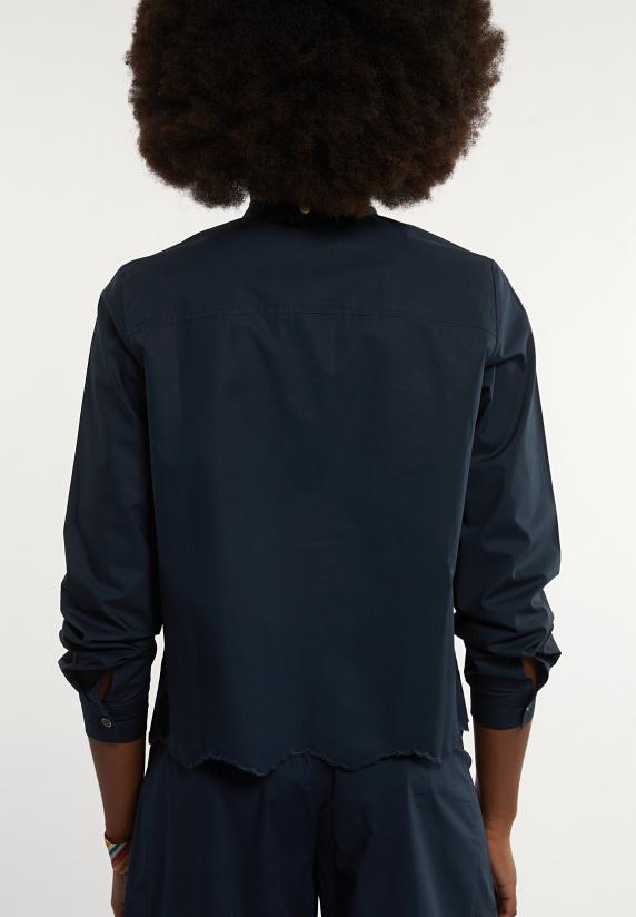 River Woods Katoenen Boxy Geborduurde Blouse Navy