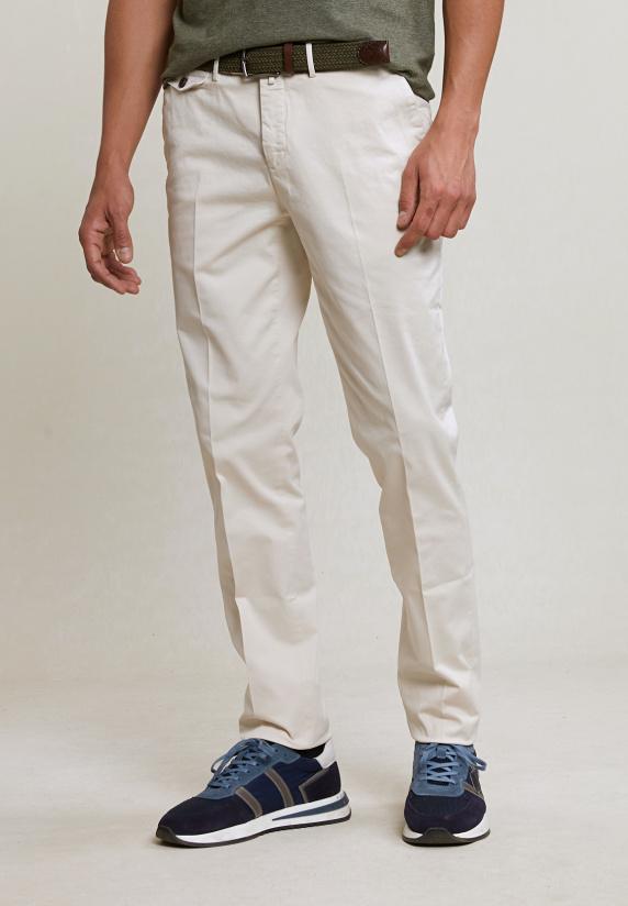 River Woods Katoenen Chinobroek Stretch Egg Shell