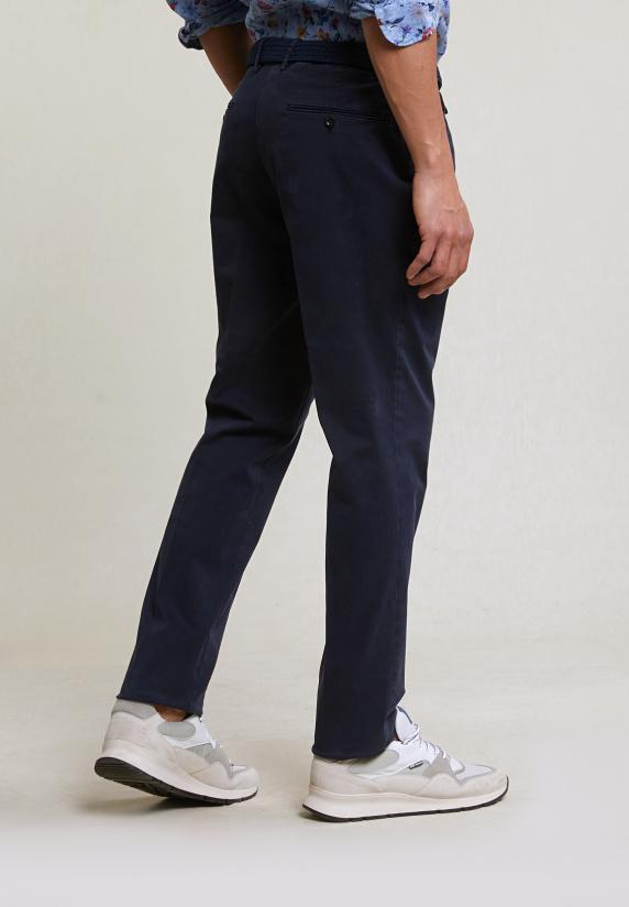 River Woods Katoenen Chinobroek Stretch Navy