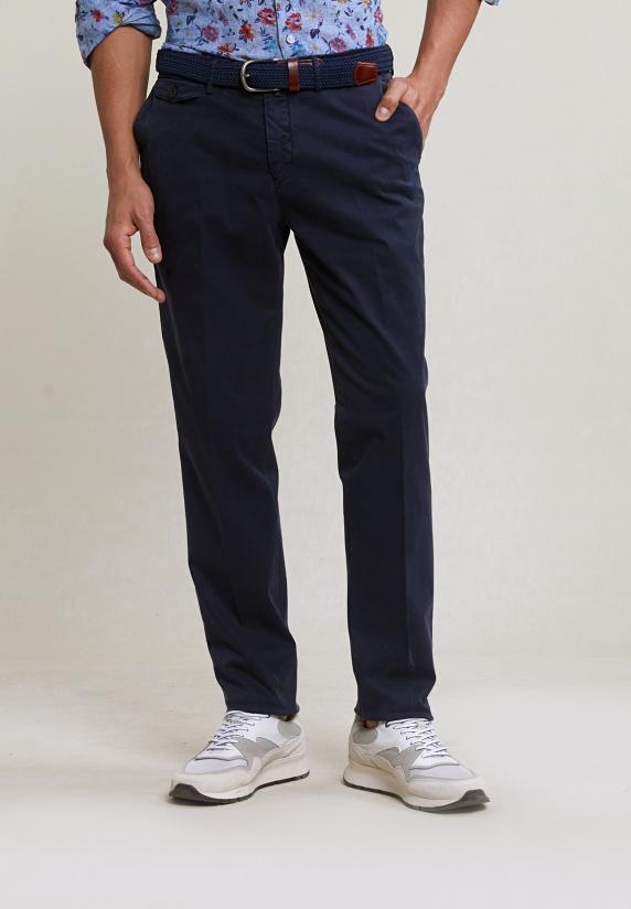 river woods Katoenen chinobroek stretch navy