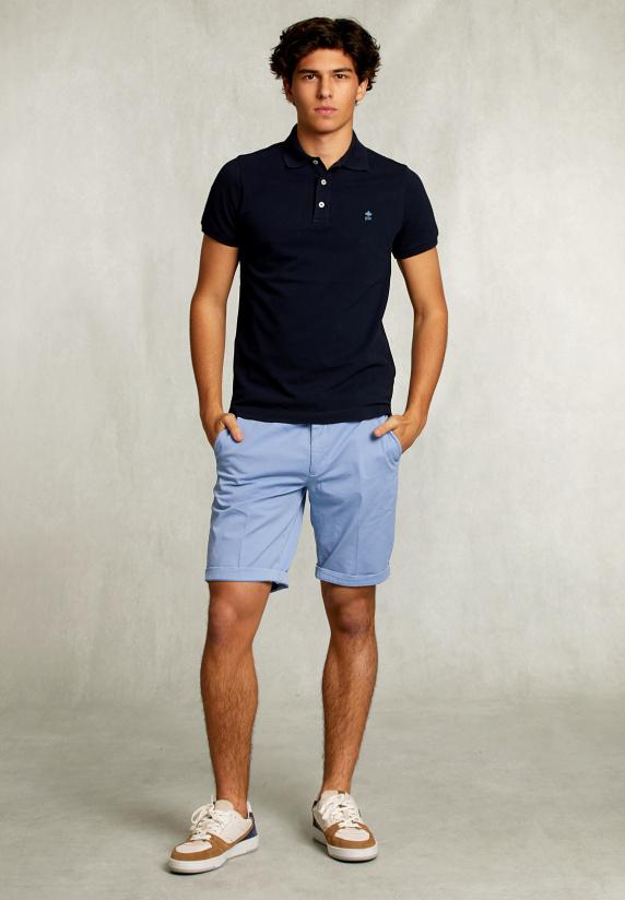 River Woods Katoenen Chinoshort Azure