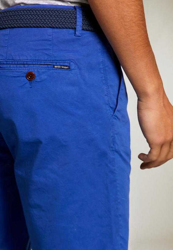 River Woods Katoenen Chinoshort Deep Blue