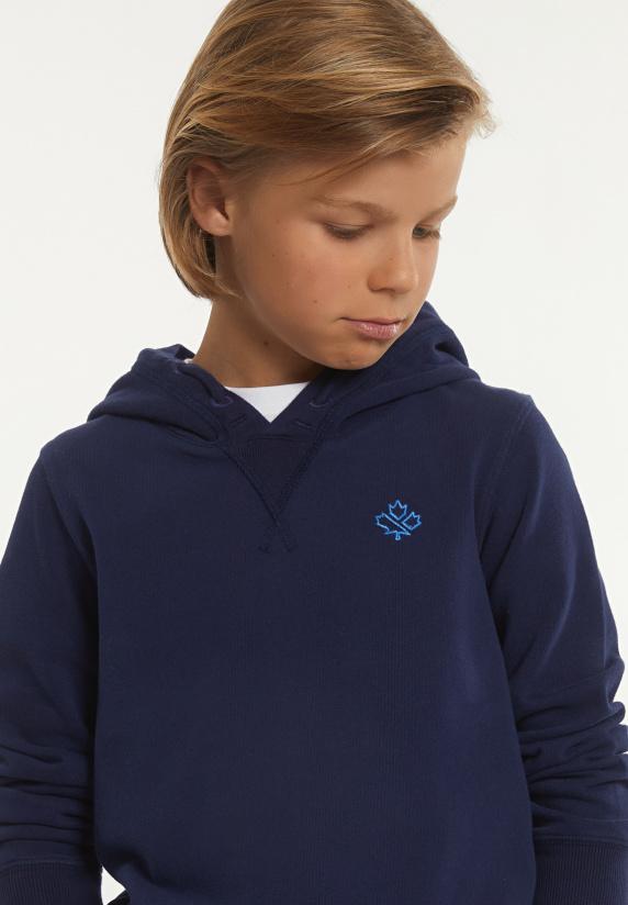 River Woods Katoenen Fancy Kaptrui Midnight Blue