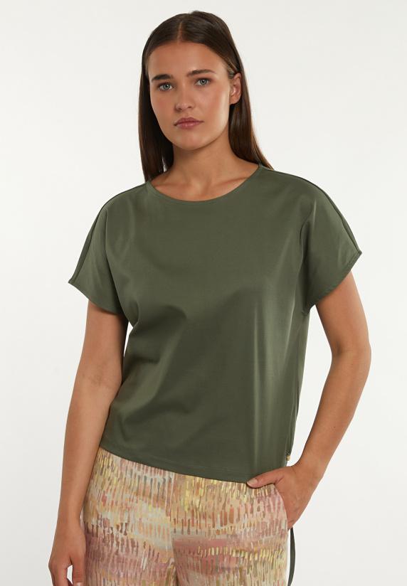 river woods Katoenen fancy T-shirt ronde hals kaki