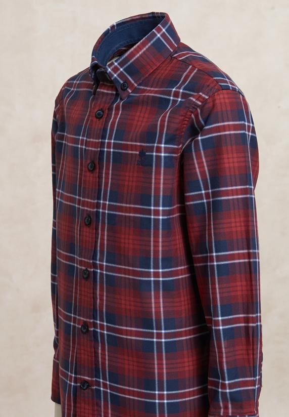 River Woods Katoenen Geruit Hemd Blauw/rood