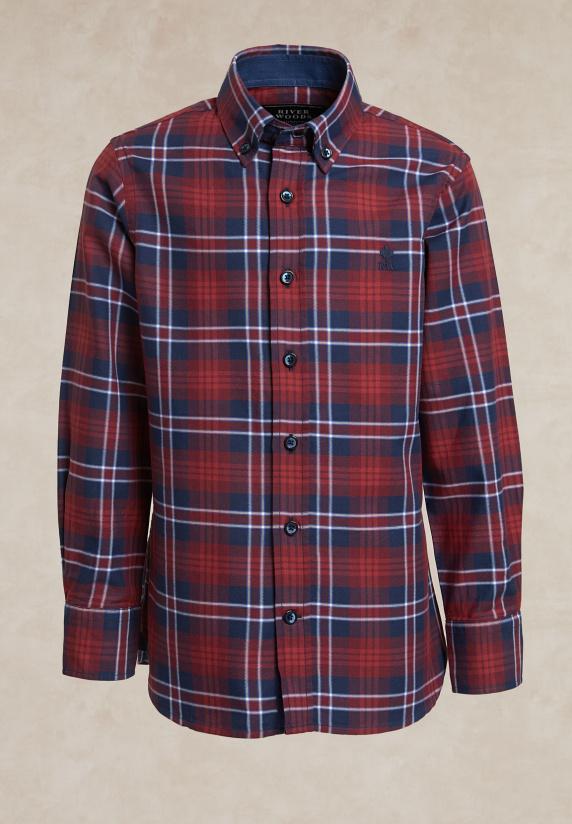 river woods Katoenen geruit hemd blauw/rood