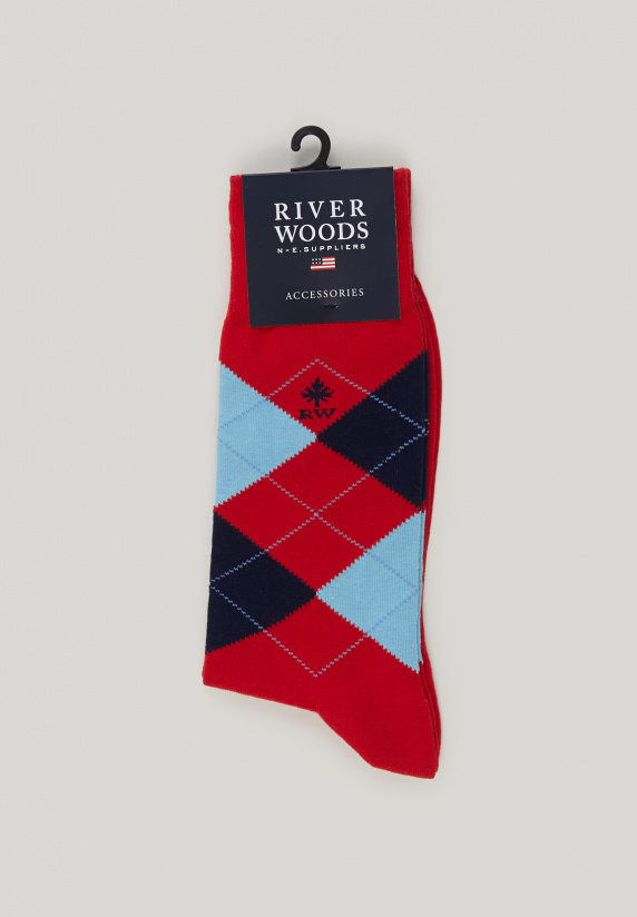 River Woods Katoenen Geruite Sokken Rood