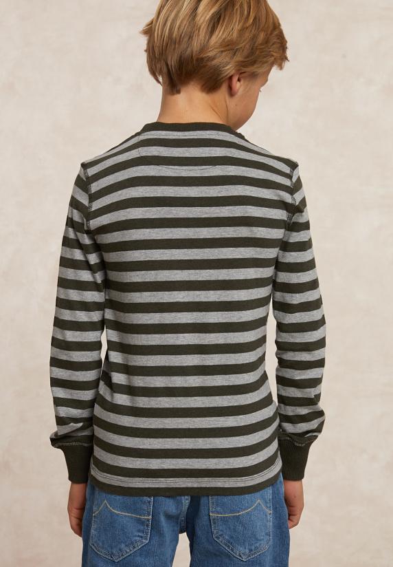 River Woods Katoenen Gestreepte T-shirt Grijs/kaki