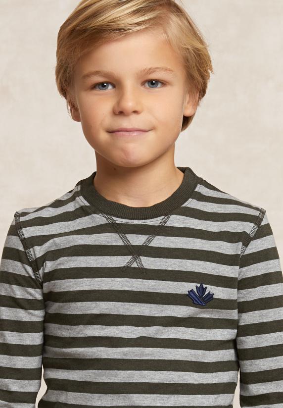 River Woods Katoenen Gestreepte T-shirt Grijs/kaki