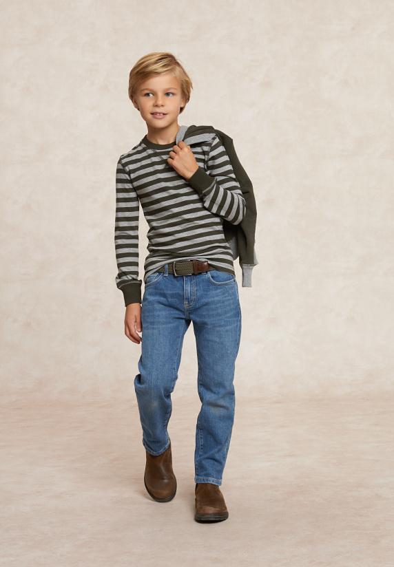 River Woods Katoenen Gestreepte T-shirt Grijs/kaki