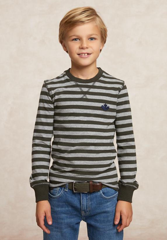 river woods Katoenen gestreepte T-shirt grijs/kaki