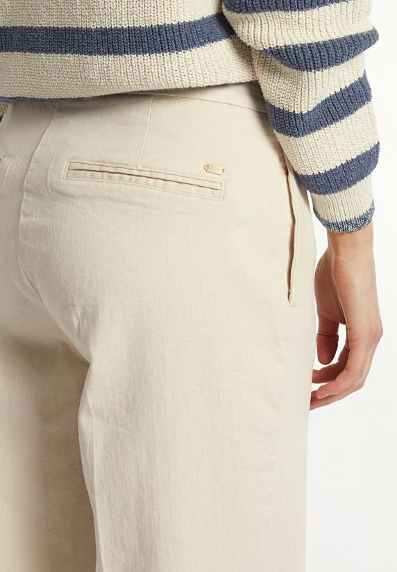 River Woods Katoenen Klassieke Stretch Broek Cream