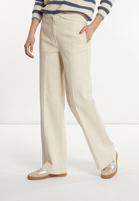 River Woods Katoenen Klassieke Stretch Broek Cream