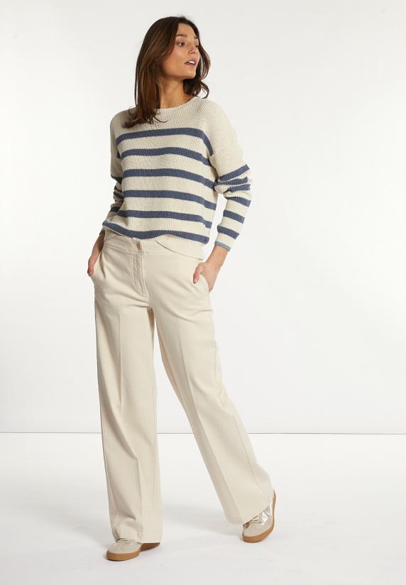 river woods Katoenen klassieke stretch broek cream