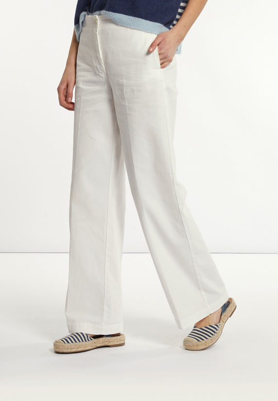 River Woods Katoenen Klassieke Stretch Broek écru