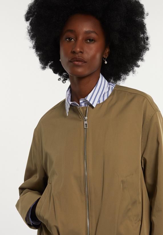 River Woods Katoenen Korte Gepofte Jas Kaki