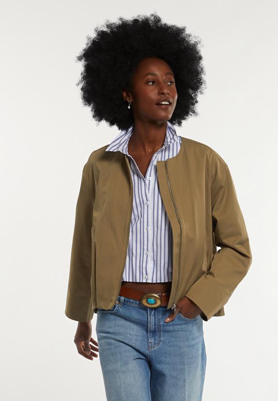 river woods Katoenen korte gepofte jas kaki