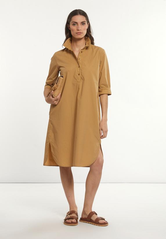 river woods Katoenen korte jurk 3/4 mouwen beige