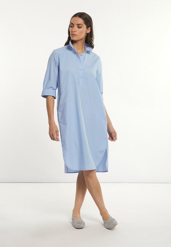 river woods Katoenen korte jurk 3/4 mouwen blauw