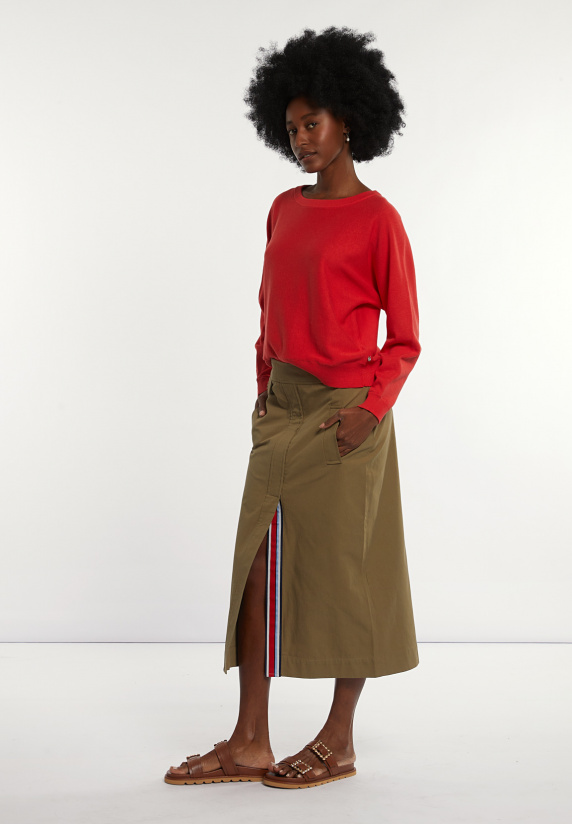 river woods Katoenen midirok voorsplit kaki