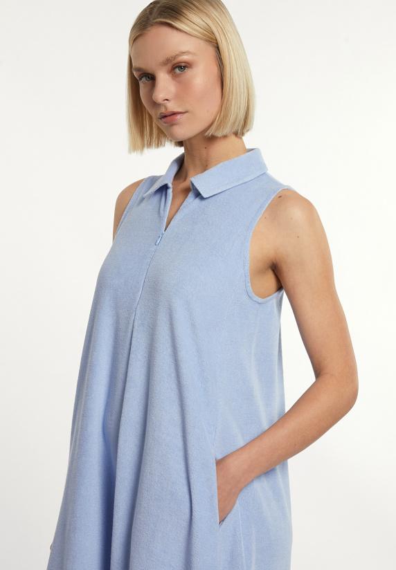 River Woods Katoenen Mouwloze éponge Jurk Blauw