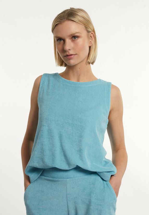 river woods Katoenen mouwloze éponge top blauw