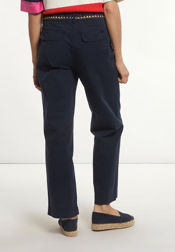 River Woods Katoenen Rechte Klassieke Broek Navy