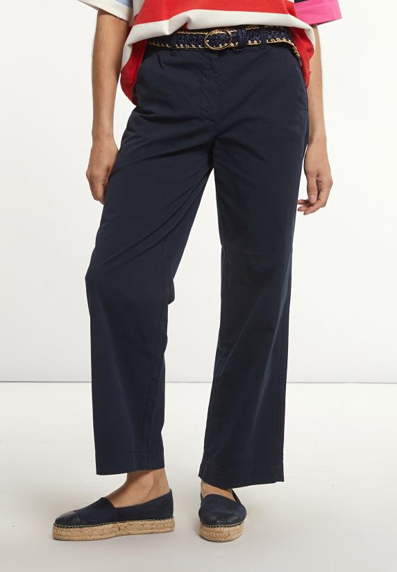 River Woods Katoenen Rechte Klassieke Broek Navy