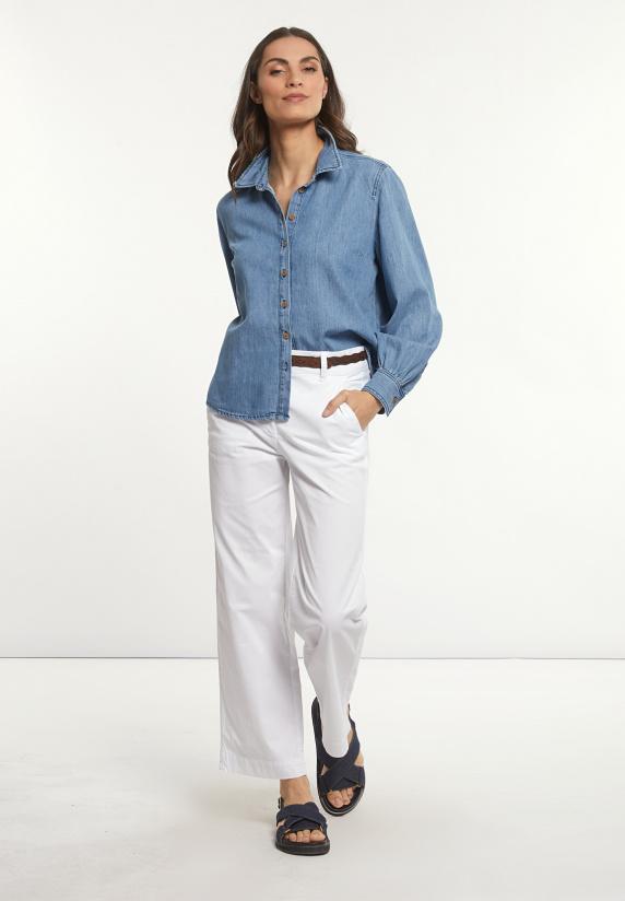 river woods Katoenen rechte klassieke broek wit