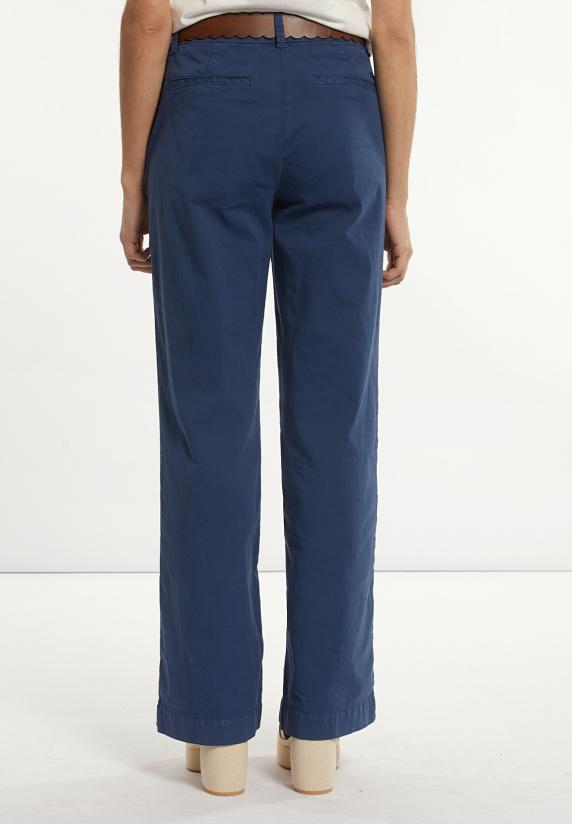 River Woods Katoenen Rechte Stretch Broek Blauw