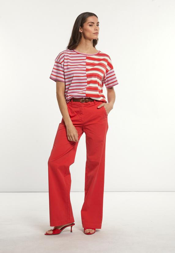 river woods Katoenen rechte stretch broek rood