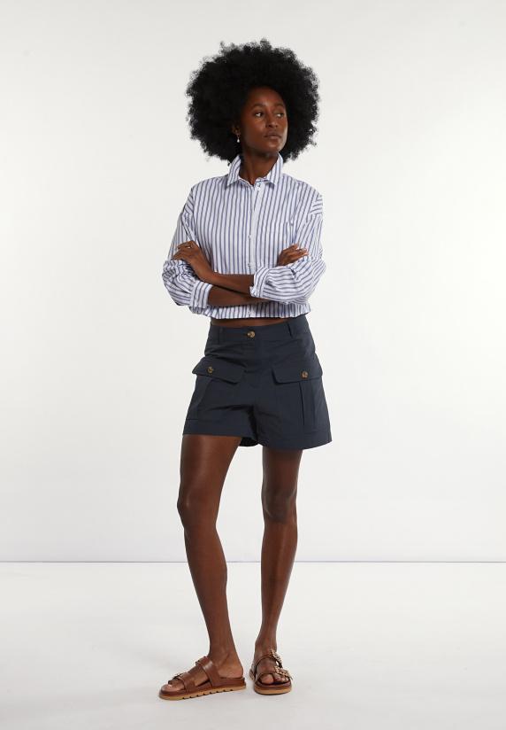 river woods Katoenen short opgestikte zakken navy