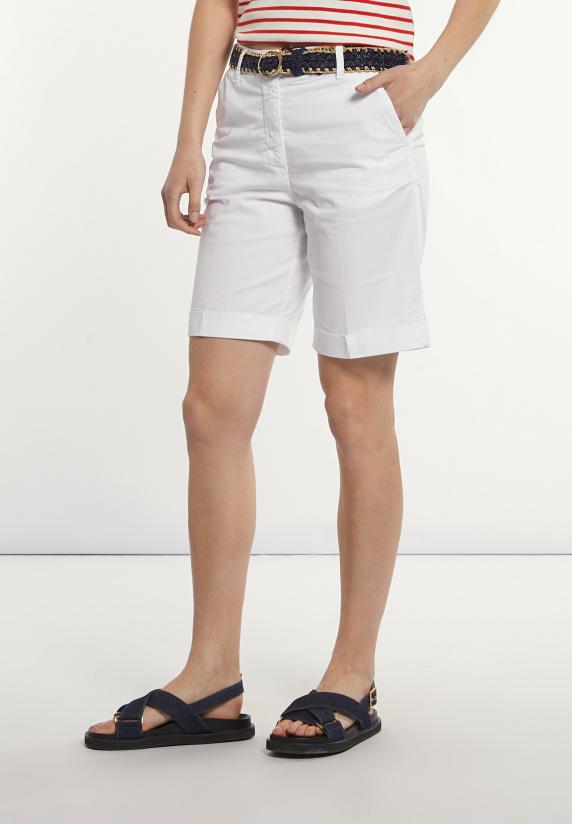 River Woods Katoenen Stretch Bermuda Wit