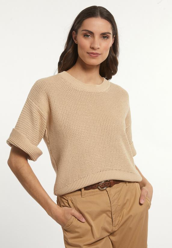 river woods Katoenen trui ronde hals beige