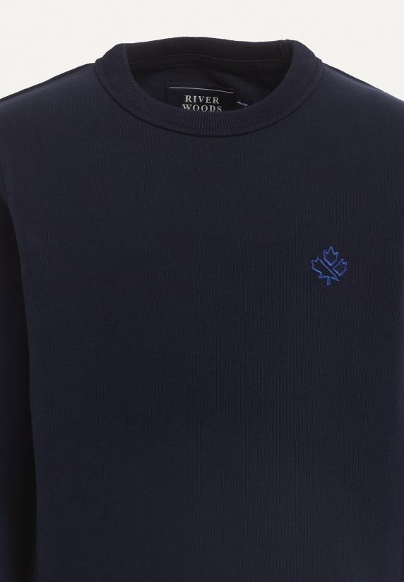 River Woods Katoenen Trui Ronde Hals Navy