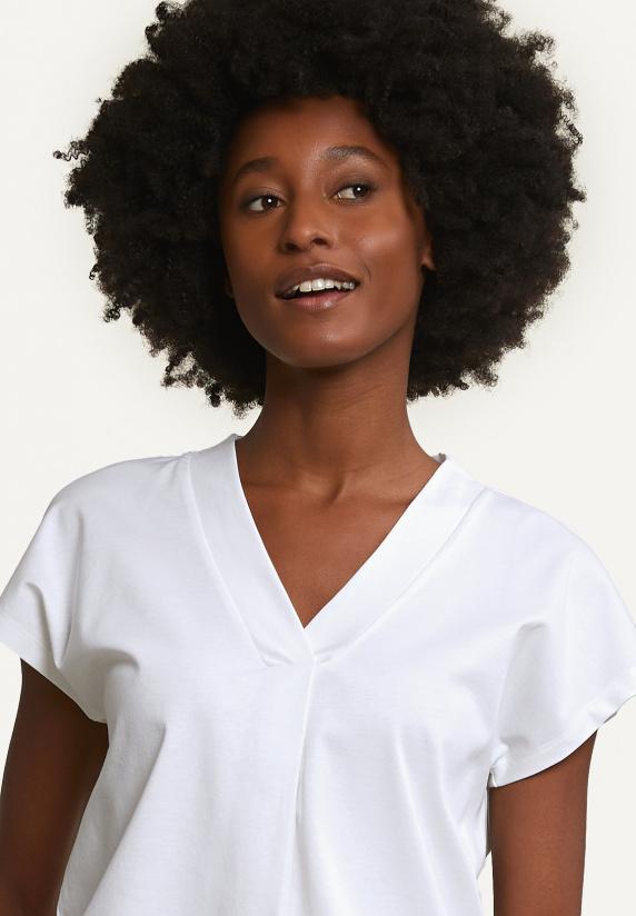 River Woods Katoenen V-hals T-shirt écru