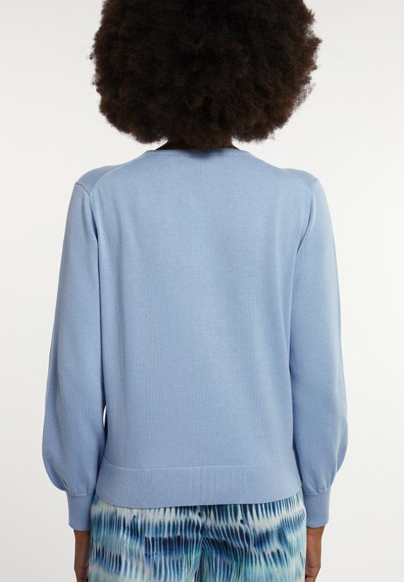 River Woods Katoenen V-hals Trui Pofmouwen Blauw